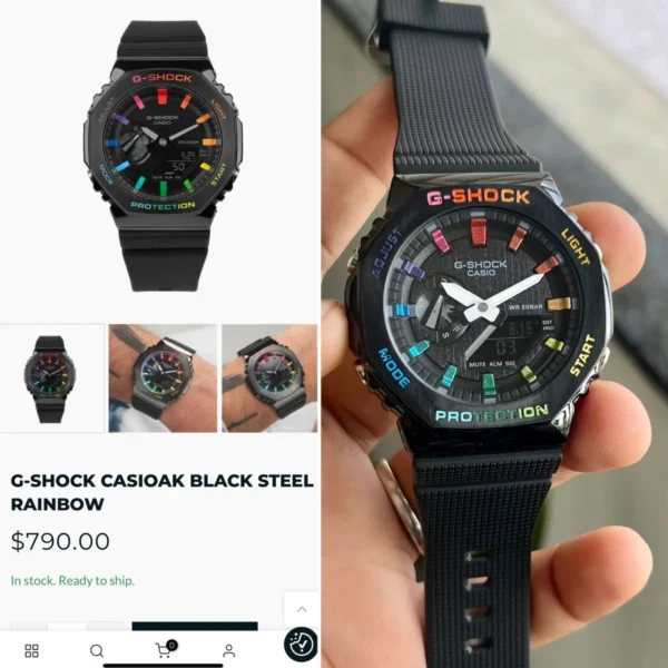 G-Shock CasiOak Black Steel Rainbow First Copy Watch