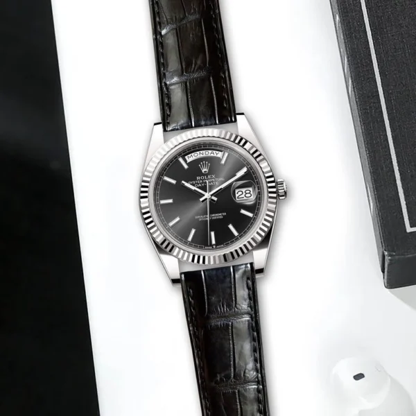 Rolex Day-Date Croco Black First Copy