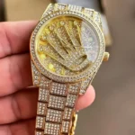 Rolex Logo Rotating Gold First Copy Watch