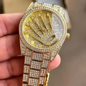 Rolex Logo Rotating Gold First Copy Watch